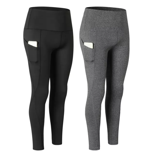 2pcs pantalons de yoga pour femmes avec poches à séchage rapide taille G0D1