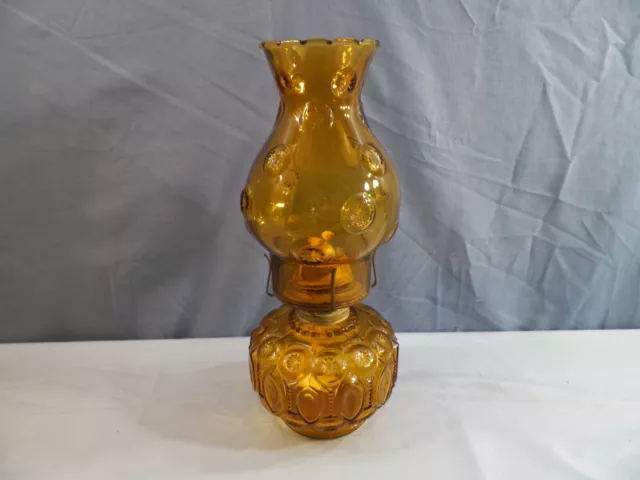 L.E. Smith Amber Glass Moon & Stars Oil Lamp INV2 L.E. Smith Amber Glass Moon & Stars Oil Lamp INV2
