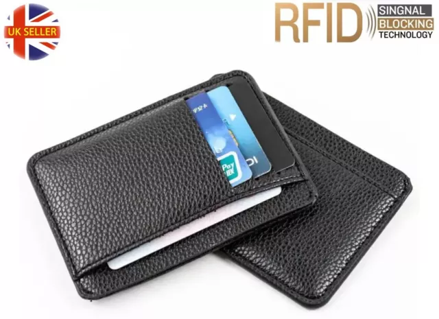 Leather Card Holder, RFID Blocking, Small Mens Wallet, Holds 7 Cards
