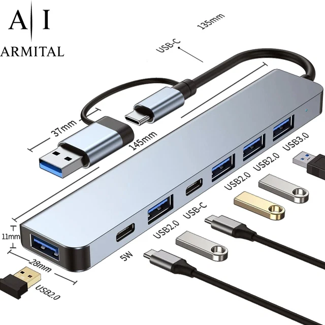 FITLONG Hub USB C, Adattatore MacBook Air/Pro M1, Docking Station C Con Hdmi 4k Lan Ethernet Pd 100w E 2 Porte Dati A Lector Sd Tf Altri Dispositivi 1042311079