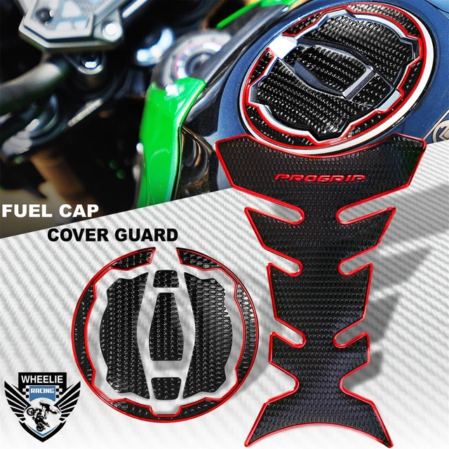 Chrome Red&Black Pro Grip Fuel Tank Pad+Gas Cap Cover Ninja 650/400/Z650/Z900