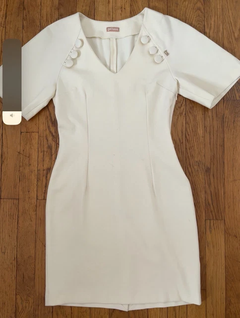 Robe Chic De Marque Galliano, Taille 38, Couleur Blanc Crème, En Viscose, Neuve Avec étiquettes