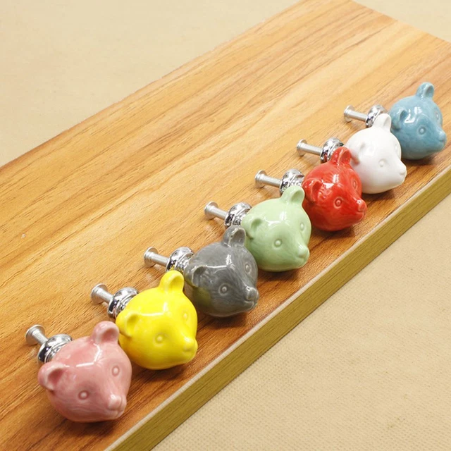 Kitchen Door Knob Cupboard Pulls Ceramic Bear Knobs Drawer Pulls Dresser Handle