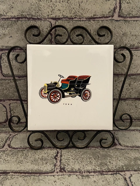 Vintage Ford Decorative Tile 1960s Car Trivet Coaster Picture, Great Condition