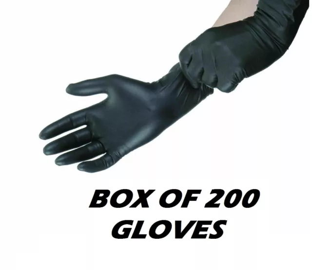 200 x SMALL Tough BLACK Nitrile STRONG Tattoo Mechanic Disposable Gloves S