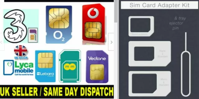 Three SIM Card 4G PAYG Nano / Micro / Standard TRIO Pay As You Go 3 Combi SIM UK