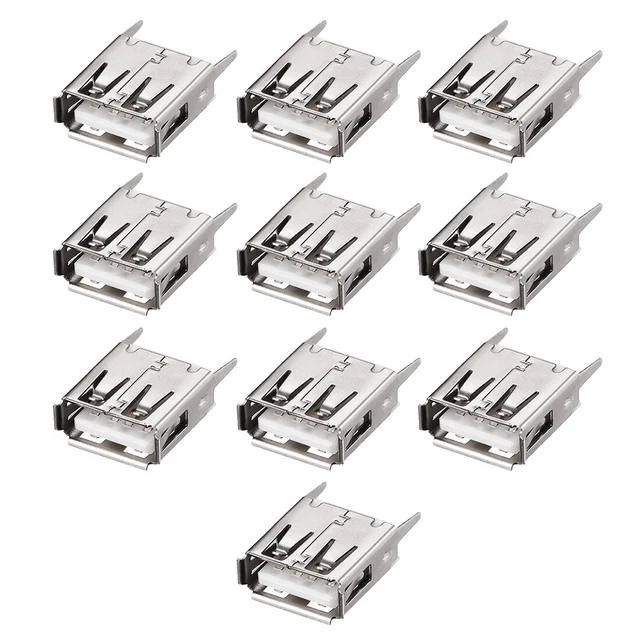 Circuito connettore USB A Jack femmina verticali inserire bordo incurvato 10pz