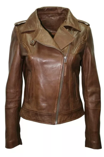 Women's 100% Real Leather Jacket Genuine Soft Lambskin Moto Biker Multicolor opt