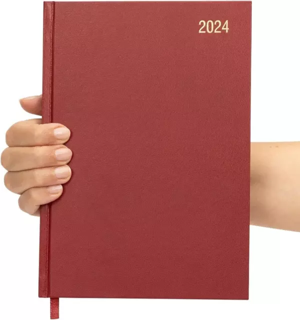 2024 Diary A5 Week to view Diary Office Full Year Planner Hardback Red
