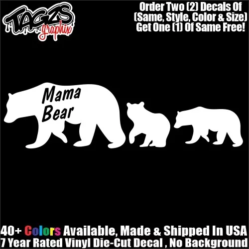 MAMA BEAR FAMILY DieCut Vinyl Window Decal Sticker Car Truck SUV JDM $8 ...