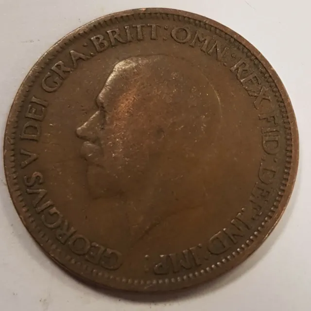 Old Coin 1928 Britannia Halfpenny British 2