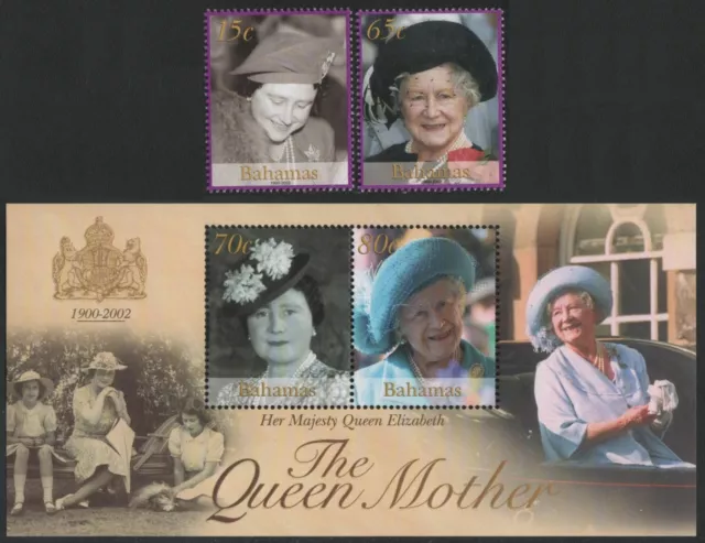 Bahamas 2002 - Mi-Nr. 1115-1116 & Block 102 ** - MNH - Tod Queen Mum