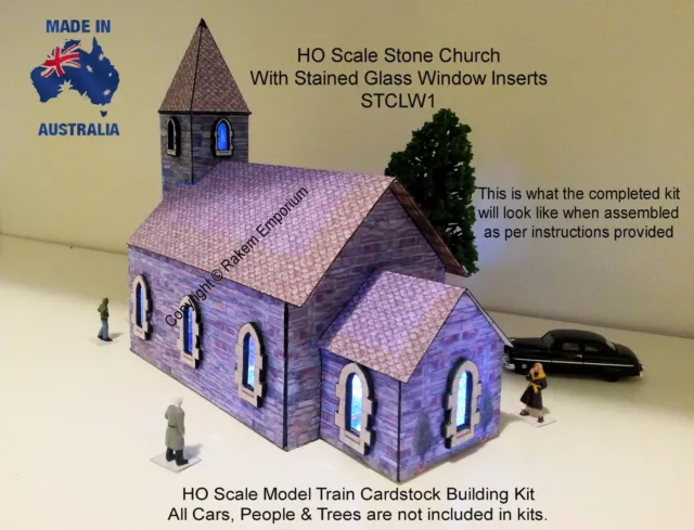 Stone Church Stained Glass Windows Model Railway Building Kit HO Scale STCLW1