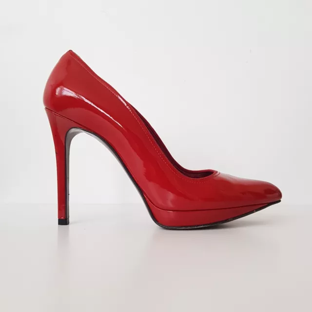 LANVIN Patent Red Leather Slip-on Stiletto Heels, Pumps UK5.5