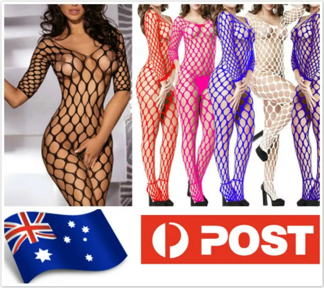 Au Stock Bodysuit Fishnet Bodystocking Babydoll Lingerie Erotic Underwear Hos017