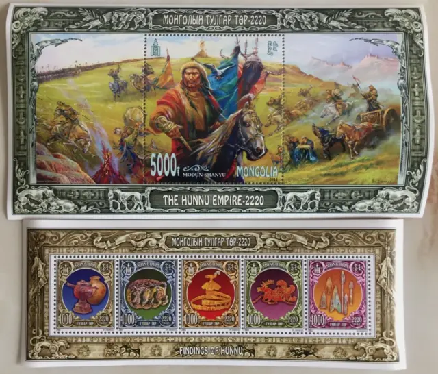 Timbre de Mongolie Empire Xiongnu Hunnu (Lot de 6 timbres)