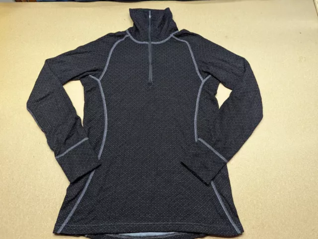Devold Black Base Layer Shirt Womens Small Merino Wool S Outdoor Sport 1/4 Zip