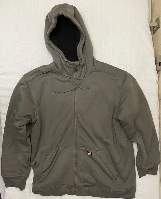 Wrangler Workwear Men’s Sherpa Lined Hoodie Sweatshirt Jacket Full Zip Size 2XL