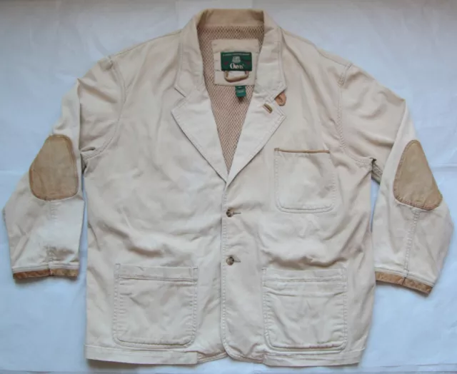 Orvis Zambezi Utility Jacket XL - Khaki Twill w/ Leather trim