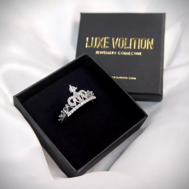 Women's Ladies Luxe Volition Alexandra Silver Designer Inspired Crown Ring