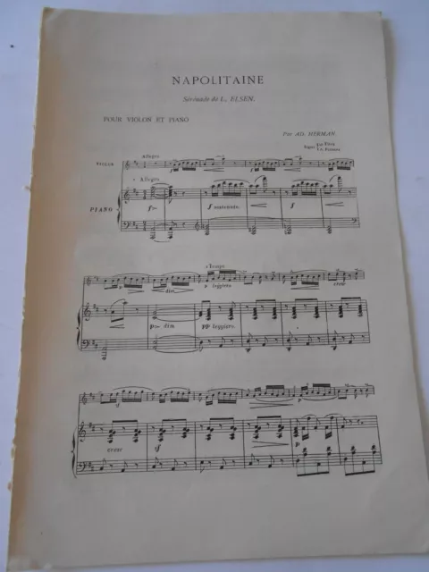 Napolitaine pour violon et piano partition 1902 Article de presse