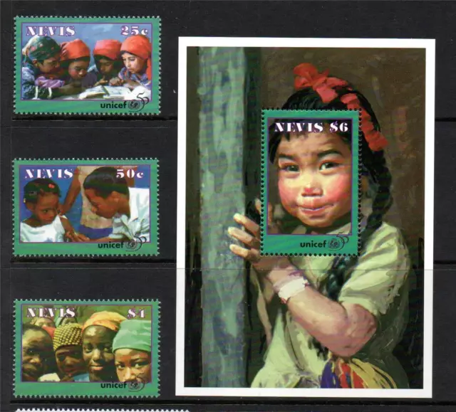 Nevis Mnh 1996 Sg1022-1024 & Ms1025 50Th Anv Of Unicef Set Of 3 & M/S