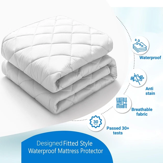 Quilted Mattress Protector Extra Deep Fitted Bed Topper Cover Single Double King