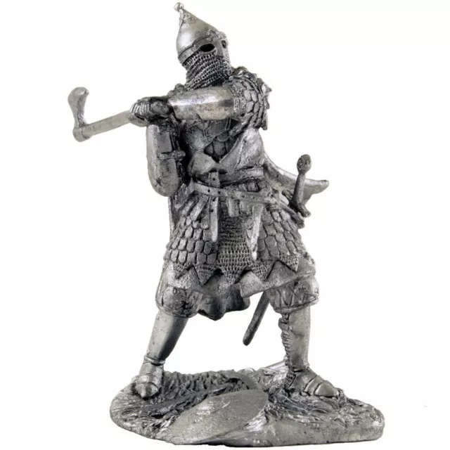 Russian warrior with axe. Tin toy soldier 54mm miniature statue. metal sculpture