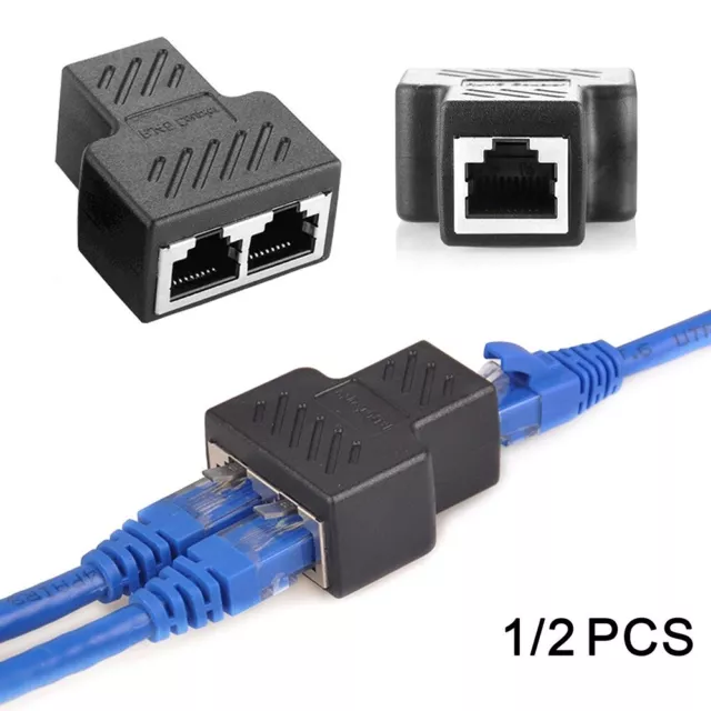 RJ45 Adapter Splitter Verteiler 8P8C Ethernet LAN Netzwerkkabel Kabel CAT5 CAT6 3