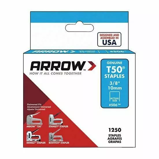 Arrow Staples T50 3/8"- 10mm (Box Of 1250)
