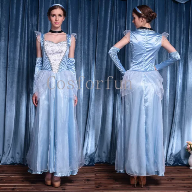 Women Cinderella Princess Dress Costume Cosplay Adult Princess Party Fancy Dress 2