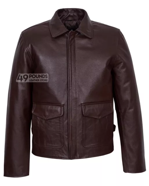 Harrison Ford Indiana Jones Men's Real Leather Brown Film Movie Star Jacket