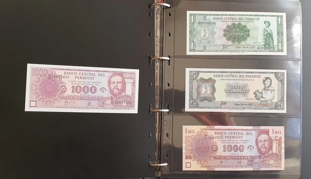 PARAGUAY Set of 4 Notes 1-5-1000-1 mil Banknotes (UNC)
