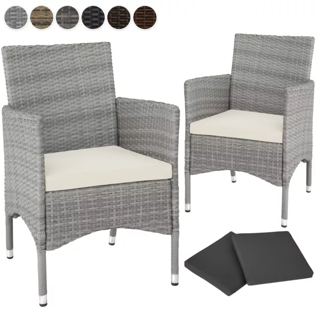 2x Chaise de jardin poly rotin résine tressé fauteuil muebles + coussins