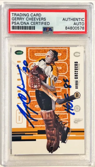 2004 ITG Parkhurst Gerry Cheevers Boston Bruins Signed Auto Card #56 PSA/DNA