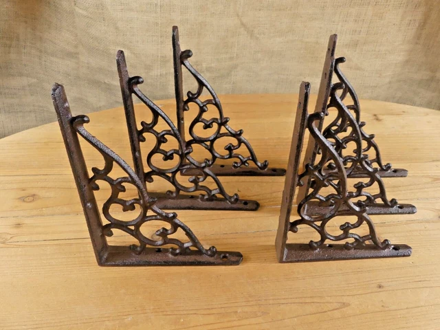 6 Antique Style Shelf Brace Wall Bracket Cast Iron Brackets Vine Garden Shed