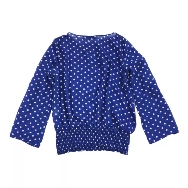 Metaphor Polka Dot Print Chiffon Blouse Size Medium Womens Bright Blue White Top 2