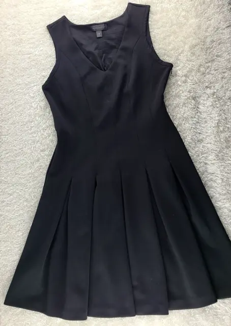 Worthington black fit and flare pleated cocktail dress SIZE 6 sleeveless LBD (T)