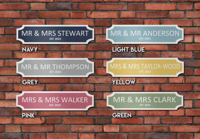 Personalised Metal Mr & Mrs couple sign, Wedding Decoration Street Surname Sign