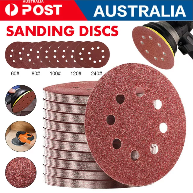 125pcs 125mm 5" Sanding Discs 60 80 100 120 240 Mixed Grit Orbital Sander Pads