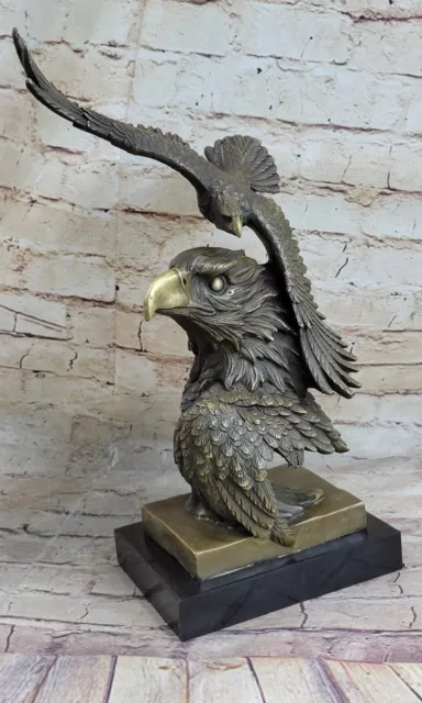 Solid Bronze 14" Tall American Bald Eagle Museum Quality Artwork Bust Decor