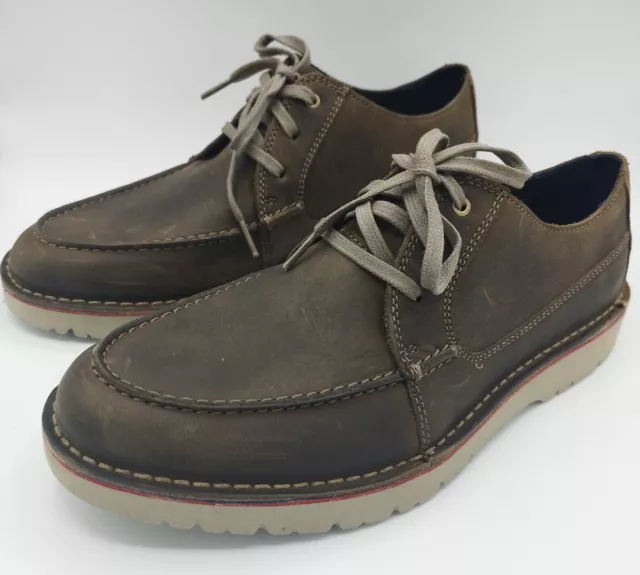 Clarks Vargo Vibe Dark Olive Leather Lace-up Shoes UK 8.5 EU 42.5 Fit G NEW