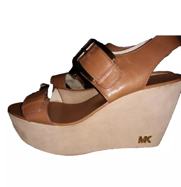 michael kors brown leather wedges