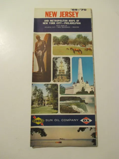 Vintage 1969-1970 SUNOCO NEW JERSEY Gas Service Station Road Map