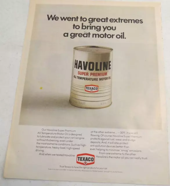 1971 Print Ad Texaco Havoline Super Premium All Temperature Motor OIl Trust