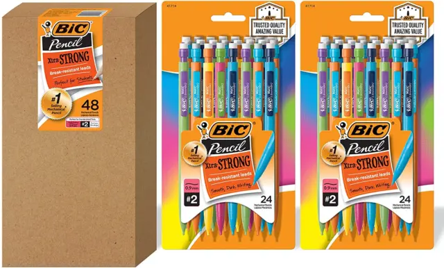 BIC Xtra-Strong Mechanical Pencil, Colorful Barrel, Thick Point (0.9Mm), 48-Coun