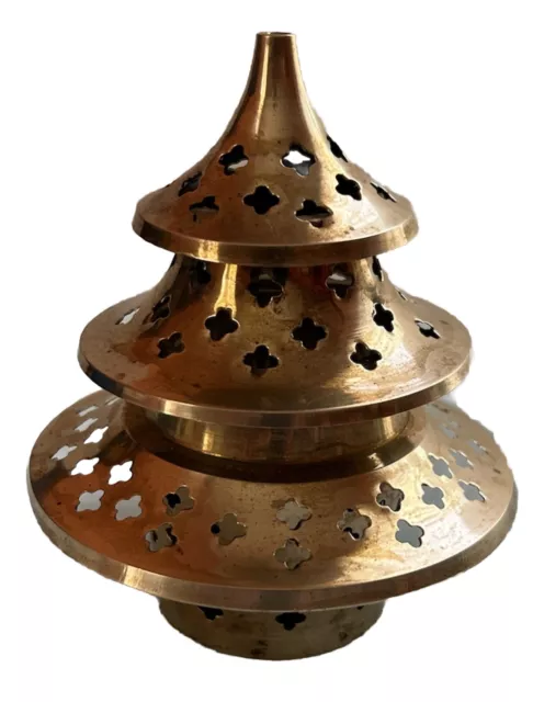 Vintage Solid Brass Pagoda Style Incense Burner