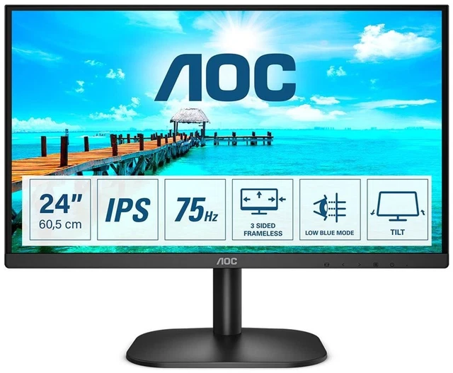 AOC 24B2XH  60.47 cm (23.8") 1920 x 1080 (Full HD) 8 ms 75 Hz (Monitor)