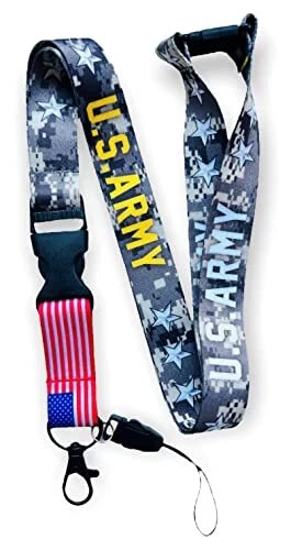 Military Army Lanyard Keychain ID Card Badge Holder with Detachable Buckle Cl...