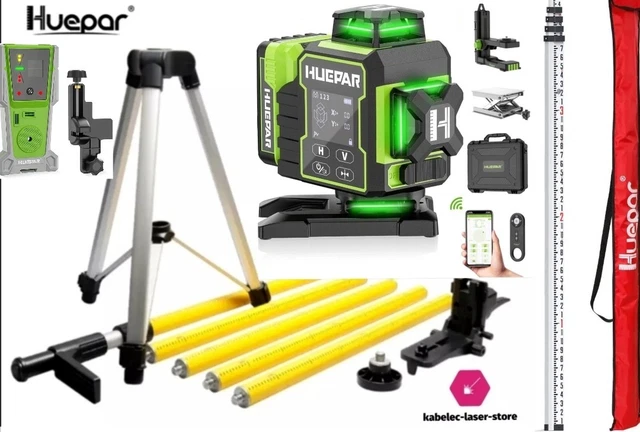 Lot Niveau Laser Huepar S03CG Vert + Récepteur LR5-RG + Trépied + Mire GR5 - NEUF